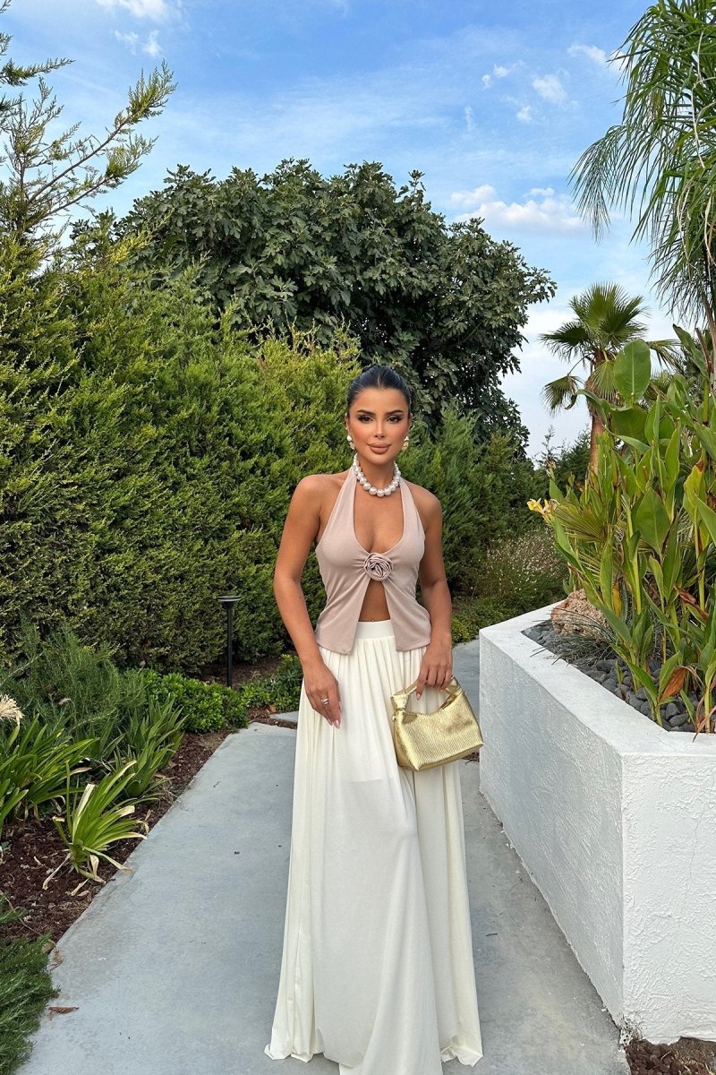 Gaiia 3D Flower Halter Neck Crop Tank Top - GAIIA